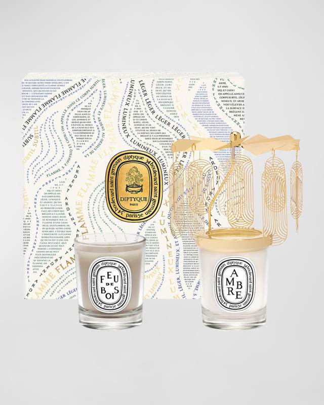 Ambre (Amber) & Feu de Bois (Firewood) Scented Candle Carousel Gift Set - Limited Edition